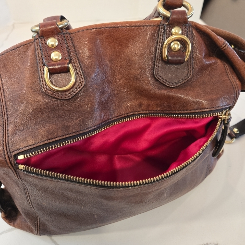 VTG Coach Madison Claire Large Brown Leather Satchel Shoulder Bag 12935 - Picture 12 of 16